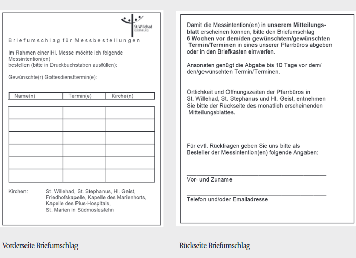 Umschlag für Messintentionen